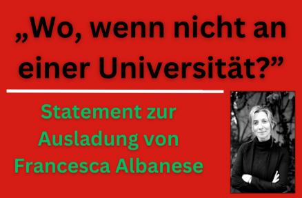 Statement zur Ausladung von Francesca Albanese Statement zur Ausladung von Francesca Albanese
